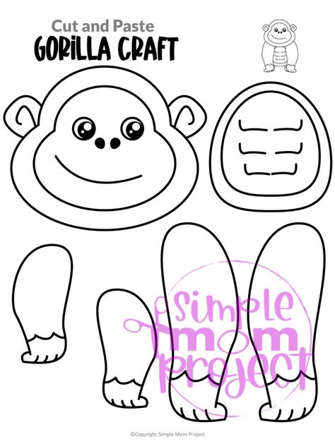 Preschool Gorilla Craft, Letter G Gorilla Craft, Gorilla Crafts For Preschool, Gorilla Paper Craft, G Is For Gorilla Craft, G Is For Gorilla, Gorilla Crafts For Kids, Gorilla Craft Preschool, Goodnight Gorilla Craft