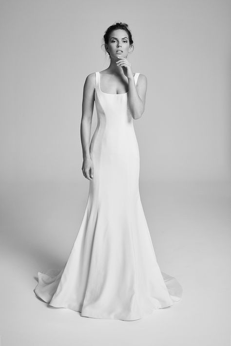 Wedding Dress Tea Length, Suzanne Neville Wedding Dresses, Straight Wedding Dresses, Wedding Atelier, Suzanne Neville, Wedding Dresses Uk, Wedding Dresses Satin, Classic Wedding Dress, Long White Dress