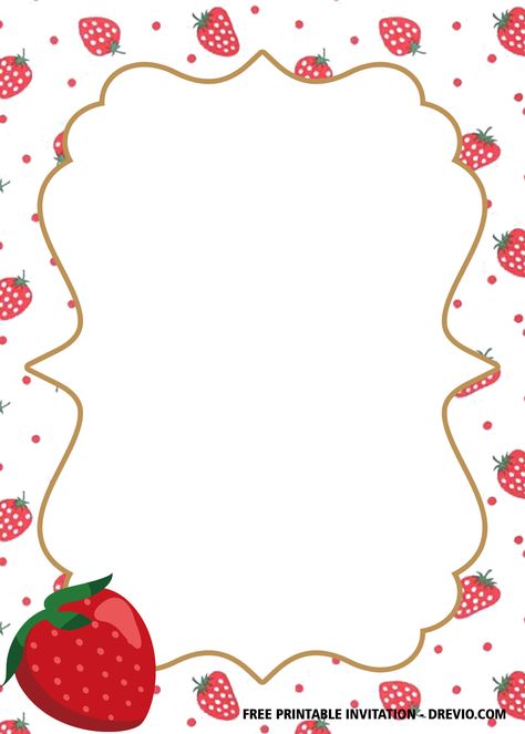 Nice FREE Printable Strawberry Birthday Invitation Templates #free #freeinvitation2019 #birthday #disney #invitations #invitationtemplates Strawberry Birthday Invite, Berry First Birthday Free Printables, Printable Strawberry Template, Strawberry Printables Free, Berry First Birthday Invitation Free, Berry First Birthday Invitation Template, Strawberry Shortcake Invitation Template, Strawberry Border Design, Strawberry Invitation Template