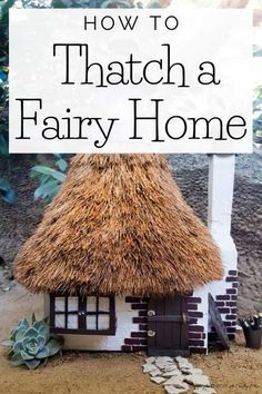 Fairy House Roof Ideas, Gnome Homes Ideas, Fairy House Diy Kids, Outdoor Fairy House, Gnome Houses, Thatch Roof, Old Lamp Shades, Fairy Tree Houses, Gnome Home