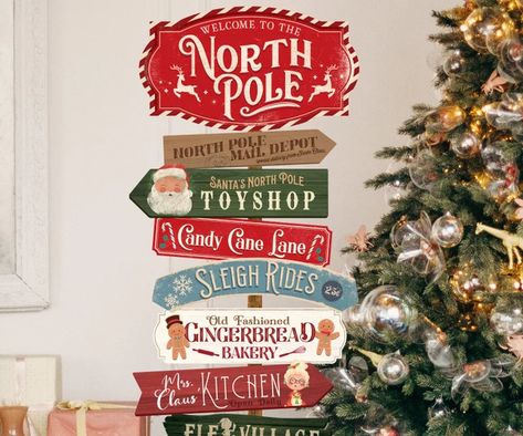 BeeBeeRoom - Etsy Polo Nord, North Pole Sign, Magical Party, Pole Sign, Santa North Pole, Wizard Party, Christmas Party Decoration, Pole Nord, Directional Signs