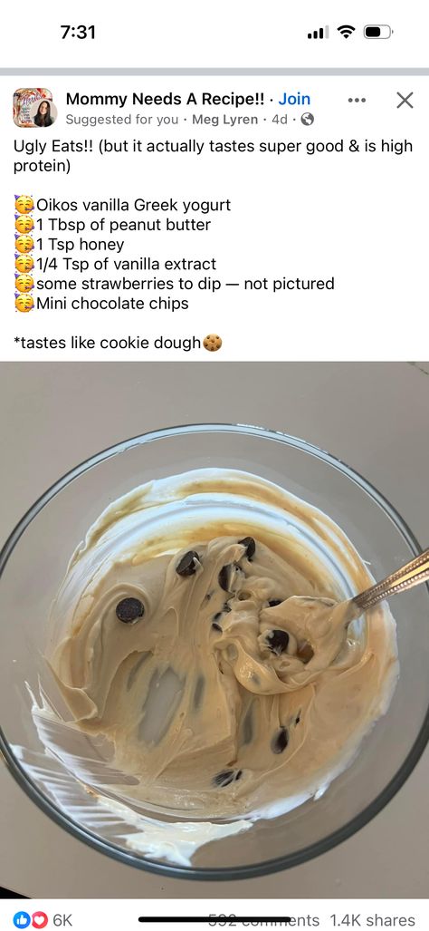 Yogurt Cookie Dough, Greek Yogurt Cookie Dough, Cookie Dough Yogurt, Healthy Protein Desserts, High Protein Yogurt, Healthy Cookie Dough, High Protein Desserts, Desserts Healthy, Meal Prep Snacks