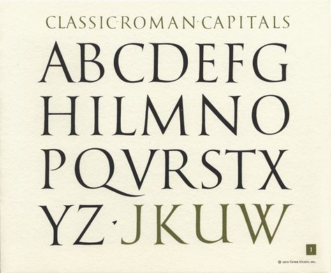 The ancient Romans used just 23 letters to write Latin: There were no lower case letters at first, and K, Y and Z used only for writing words of Greek origin. Description from pinterest.com. I searched for this on bing.com/images Trajan Font, Roman Lettering, Roman Capitals, Roman Alphabet, Roman Letters, Greek Font, Book Text, Calligraphy Fonts Alphabet, Roman Fonts