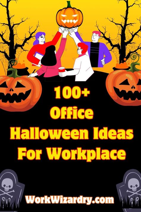 100+ Office Halloween Ideas to celebrate at the workplace [2023] 4 Halloween Week Ideas For Work, Work Halloween Contest Ideas, Best Office Halloween Themes, Halloween Office Competitions, Halloween Theme Ideas For Work, Halloween Office Contest Ideas, Halloween At Work Ideas, Halloween Fun At Work, Halloween Theme Office Ideas