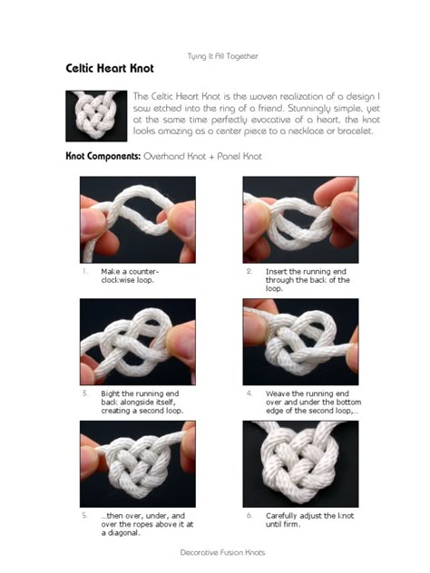 Celtic Heart Knot, Simpul Pita, Decorative Knots, Heart Knot, Knots Diy, Knots Tutorial, Celtic Heart, Bracelet Craft Diy, Pola Gelang