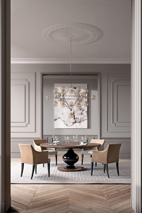 Modern Classic Interior, Luxury Dining Table, Dining Room Interiors, Classic Interior Design, Luxury Dining Room, Elegant Dining Room, Luxury Dining, Dining Room Inspiration, Dining Table Design