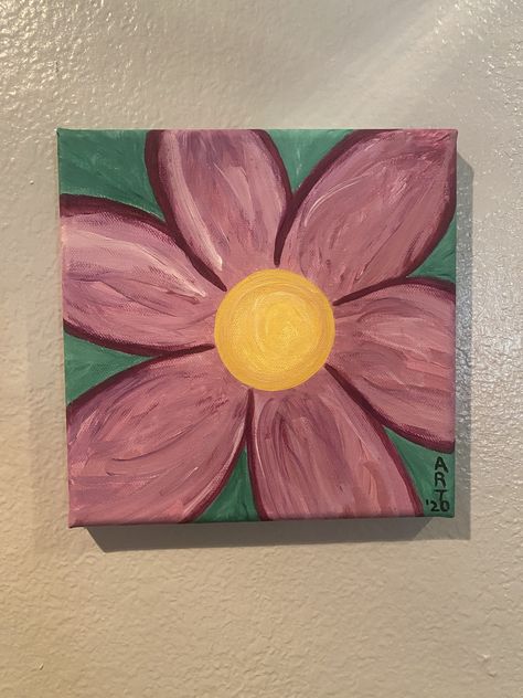 Acrylic painting of flower on canvas. Preppy Flower Painting, Paint Canvas Ideas Easy, Canvas Drawing Ideas Creative, Bsf Painting Ideas, Painting Ideas On Canvas Easy Simple, Painting Ideas On Canvas For Beginners, Small Canvas Paintings Easy, Cute Canvas Paintings Easy, Asthetic Paintings Canvases