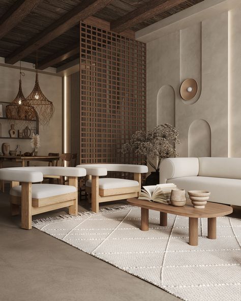 Wabi Sabi Living Room, Wabi Sabi House, Wabi Sabi Living, Wabi Sabi Interior Design, Casa Wabi, وابي سابي, Wabi Sabi Interior, Desain Pantry, Japandi Living