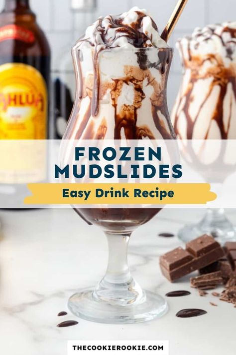 Ice Cream Drinks With Liquor, Mudslide Recipe Alcohol, Frozen Mudslide Recipe, Dessert Drinks Alcohol, Frozen Mixed Drinks, Mudslide Recipe, Chocolate Drink Recipes, Ninja Creamy, Blender Drinks