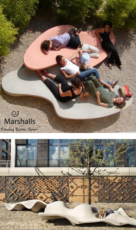 Open Air Seating, Park Seating Design, Public Seating Design Outdoor, Unique Outdoor Seating, Urban Seating, Urban Landscape Architecture, Concrete Seating, Park Seating, Creative Seating