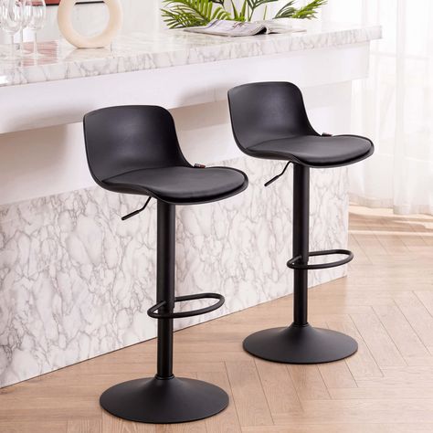 Bar Stool Upholstered, Stools For Kitchen Island, Black Dining Room, Bar Stools With Backs, Adjustable Stool, Swivel Counter Stools, Table Haute, Black Bar Stools, Counter Height Bar