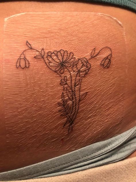 Simple Uterus Tattoo, Uterus Tattoo Ideas, Floral Uterus Tattoo, Endo Tattoo, Fertility Tattoo, Healthcare Tattoo, Feminism Tattoo, Hanger Tattoo, Skin Doodles