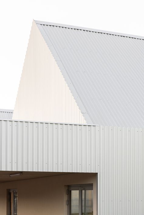 Gallery of School Complex in Guichainville / ACAU Architects - 12 White Corrugated Metal Siding, Metal Cladding Architecture, White Metal Siding, White Metal Cladding, White Corrugated Metal, Zinc Architecture, Zinc Cladding, Corrugated Metal Siding, School Canteen