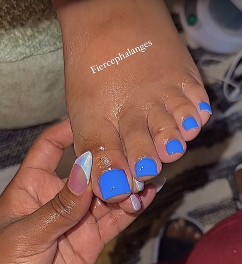 Light Blue Pedicure Toes, Blue Acrylic Toes, Blue French Tip Toes, Baby Blue Toes, Royal Blue Toe Nails, Blue Toes Nails, Blue Pedicure, Blue Toe Nails, Pedicure Designs Toenails