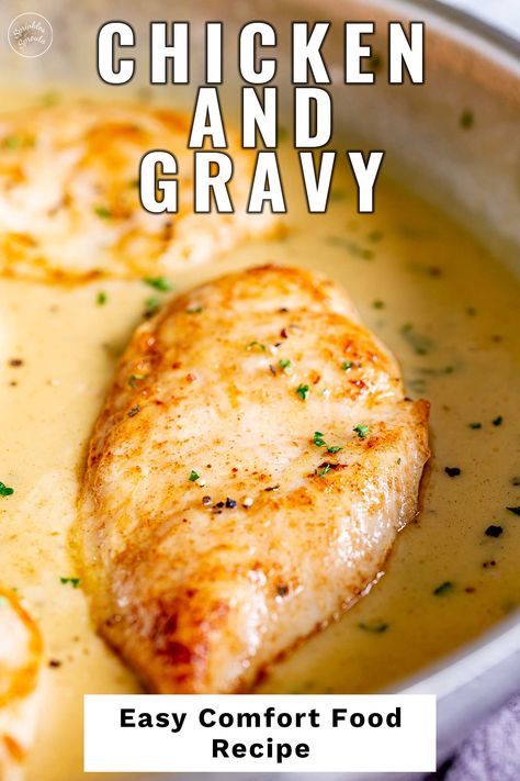 When it comes to a hearty and comforting meal, few dishes can beat the classic combination of chicken and gravy. This is a meal that is easy to make and packed with flavor! The chicken is tender and juicy, and the gravy is rich, flavorful, and indulgent. This recipe will guide you on how to cook succulent and juicy chicken breasts and make a delicious gravy in the same pan. Perfect for busy weeknights or an easy alternative to the Sunday roast. Chicken breast and gravy is an easy 30-minute ... Chicken With Country Gravy, Chicken Tenders And Gravy, Chicken And White Gravy Recipes, Chicken And Gravy Recipes Oven, Chicken And Gravy Oven Baked, Baked Chicken With Gravy Recipes, Chicken With Chicken Gravy, Roast Chicken With Gravy, Dutch Oven Chicken And Gravy