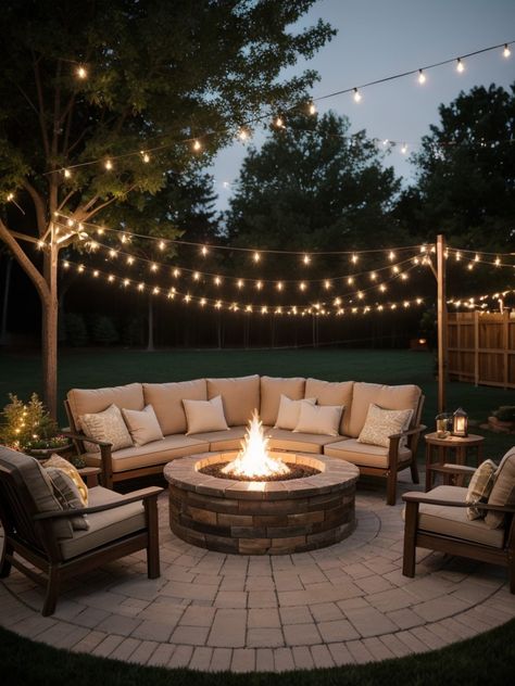 Budget-Friendly Backyard Patio Makeover: Stylish Ideas for an Inviting Outdoor Oasis | aulivin.com Dream Home Backyard, Budget Backyard Patio, Fire Patio, Patrick House, Patio Makeover Ideas, Backyard Patio Makeover, Firepits Backyard, Back Patio Ideas, Outdoor Fire Pit Area