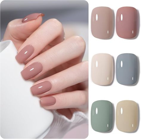 Amazon.com : GAOY Morandi Color Gel Nail Polish of 6 Neutral Colors Including Nude Red White Blue Gel Polish Kit for Salon Gel Manicure and Nail Art DIY at Home : Beauty & Personal Care Gel Nail Set, Nail Shades, Season Nails, Neutral Nail, September Nails, Nude Nail Designs, Cute Nails For Fall, Seasonal Nails, Manicure Nails