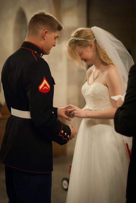 Our Marine Corps wedding went seamlessly in December of 2013! Here are some of my favorite wedding poses with my husband in his dress blues! Dress Blues Marines Wedding, Marine Corps Wedding Decorations, Marine Husband, Dress Blues Marines, Marines Dress Blues, Marine Corps Wedding, Marine Girlfriend, Interracial Couples Bwwm, Marines Girlfriend