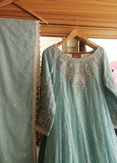 Lace For Dupatta, Blue Pakistani Dress, Bride Things, Dupatta Dress, Nikah Outfit, Eastern Wear, Red Bridal Dress, Beautiful Bridal Dresses, Sky Blue Dress