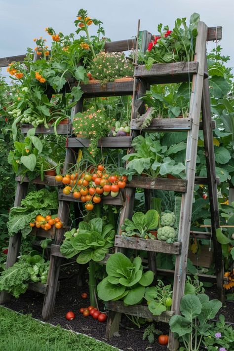 Messy Garden Aesthetic, Cottage Veggie Garden, Outdoor Vegetable Garden Ideas, Home Steading Ideas, Food Garden Ideas, Vegetable Garden Idea, Apartment Garden Ideas, Veggie Garden Design, Home Vegetable Garden Design