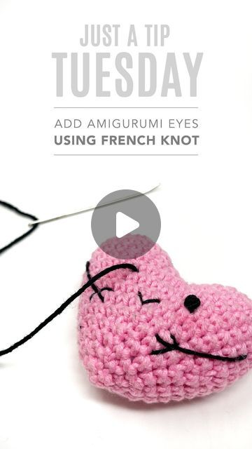 The Knotty Boss - Anna Leyzina on Instagram: "Welcome to another #JustATipTuesday - For those instances when safety eyes are not an option, or you just don’t have small enough size, embroider your eyes using the French Knot method. 

Although you can also use this technique for bigger amigurumi using thicker yarn, I prefer to use this with my smaller amis, when none of my pre-made eyes will work.
Let me know what your safety-eye-alternative method is, if you don’t already use this.

INSTRUCTIONS:
- Feed the thread to the front of the work, where you want your eye to be positioned
- Wrap the working thread around the needle 1-3 times (the more your wrap the bigger the knot) making sure to keep the coils tight around the needle.
- Insert the needle back through the front, as close to the ori How To Make Eyes With Yarn, Crochet French Knot Eyes, How To Sew Eyes On Amigurumi, Crochet Eyes Amigurumi, Embroidery Faces, Embroider Eyes, Embroidery Eyes, Eye Tricks, Chat Crochet