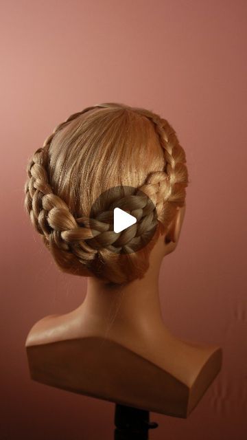 Braid Wrapped Around Head, Easy Halo Braid Tutorial, Greek Roman Hairstyles, Milk Maid Braids Long Hair, Braid Hair Updos Easy, Braided Hairstyles For Formal Events, Hair Ideas For Dance Competition, Victorian Hairstyles Tutorial Easy, Elegant Hair Braids