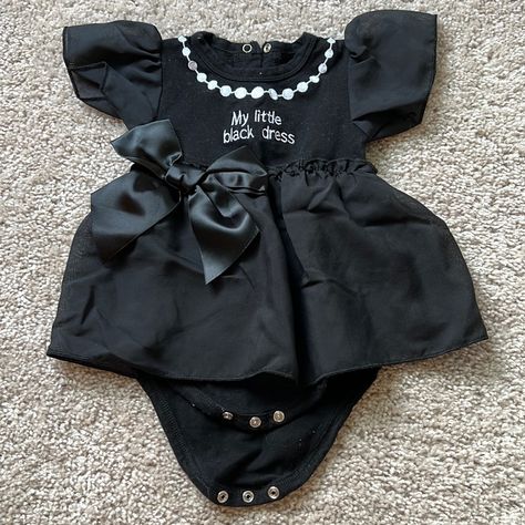 Baby Girl Onesie, My Little Black Dress - Size 3-6 Months. Nwot And Never Worn. Goth Baby Nursery, Gothic Baby Nursery, Gothic Baby Clothes, Alternative Baby Clothes, Goth Baby Clothes, Halloween Baby Clothes, White Baby Clothes, Baby Onsie, Gothic Baby