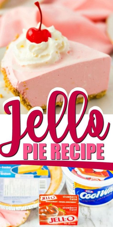 Cool Whip Jello, Strawberry Jello Pie, Whipped Cream Pie, Pudding Recept, Cool Whip Pies, Jello Pie, Cool Whip Desserts, Easter Pie, Jello Dessert Recipes