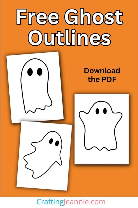 Free Ghost Outline - PDF - Crafting Jeannie Ghost Preschool Activities, Halloween Party Preschool, Ghost Crafts Preschool, Classroom Crafts For Kids, Halloween Crafts Snacks, Boy Scout Crafts, Ghost Outline, Kids Crafts Toddlers, Crafts Toddlers