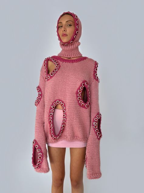 All Products – Page 2 – Lirika Matoshi Knit Fashion Runway, Knitwear Fashion Design, Unique Knitwear, Knit Balaclava, Lirika Matoshi, Leni Klum, Knitted Balaclava, Pink Frame, Textil Design