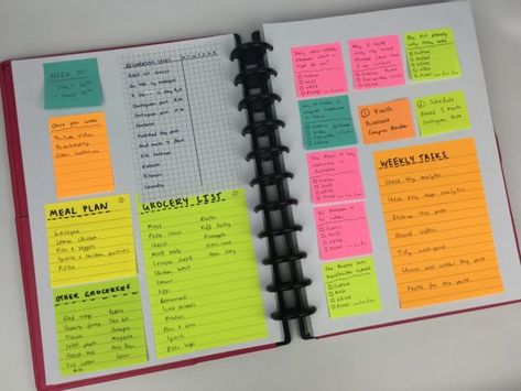 10 Ways to plan using sticky notes - All About Planners Post It Note Binder, Post It Note Planning, Sticky Note To Do Board, Post It Planning, Organizing With Sticky Notes, Post It To Do Board, Office Notes Ideas, Sticky Note Planning, Work Notes Template