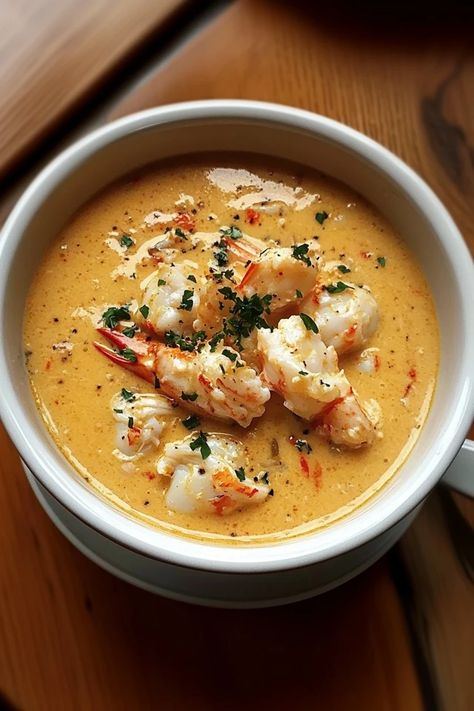 Dive into a bowl of luxurious creamy crab bisque! This rich, flavorful seafood soup will warm your soul with its velvety texture and delicate crab flavor. Perfect for a cozy dinner or special occasion. Ready to cook? Click for the recipe! #CrabBisque #SeafoodSoup #CreamyCrab #SoupRecipe #ComfortFood #DinnerIdeas #CrabLovers #SeafoodBisque #EasyRecipes #HomemadeBisque #SeafoodLovers Bayou Crab Chowder, Cooktop Cove Crab And Shrimp Seafood Bisque, Keto Crab Bisque, Crab Dinner Party, Coconut Crab Soup, Crab Corn Chowder Recipe, She Crab Soup Recipe, Recipes With Crab, Crab Bisque Soup