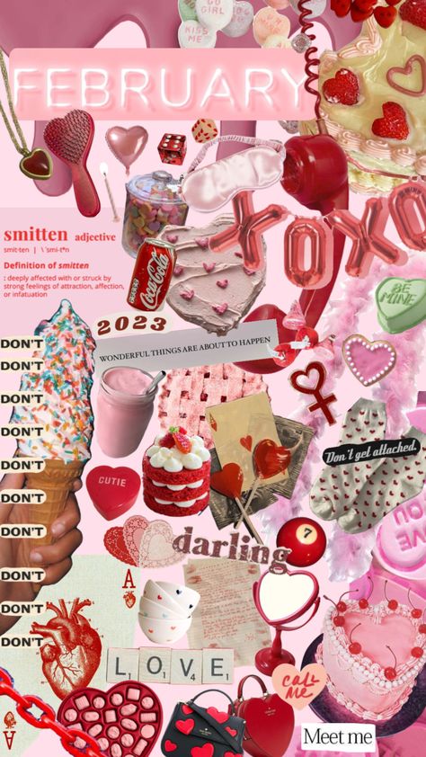 February February Core, February Collage, Athstetic Wallpaper, February Vibes, February Aesthetic, 2024 Bujo, Holiday Backgrounds, February Ideas, February Baby