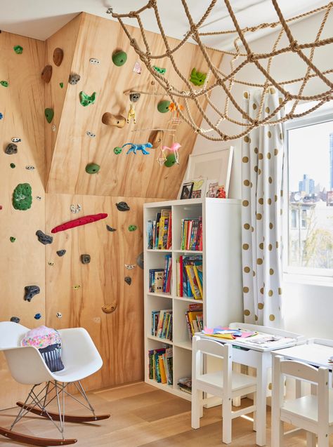 Emma Straub's Brooklyn Family Home Is a Book Lover's Dream | Cup of Jo Tall White Bookcase, Emma Straub, Kids Playroom Design, Girls Reading Nook, Bookstore Owner, Playroom Design Ideas, Children's Bedroom Ideas, Climbing Walls, Minnesota Home