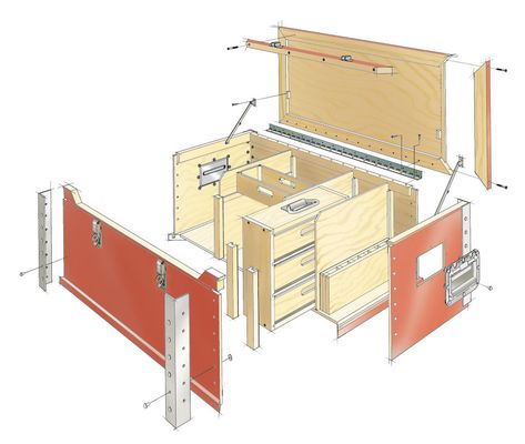 High-Tech Tool Chest | Woodworking Project | Woodsmith Plans Woodsmith Plans, Tool Box Diy, Wood Tool Box, Wooden Tool Boxes, Tool Box Organization, Diy Workbench, Workbench Plans, Woodworking Workbench, Tool Cabinet