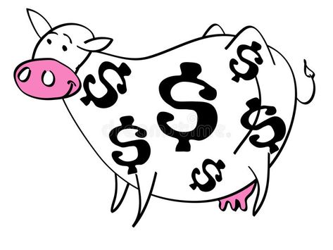 Cows Illustration, Cash Cow, Cow Illustration, Dollar Sign, Cartoon Art, Microsoft, Stock Vector, Royalty Free Stock Photos, Vector Illustration