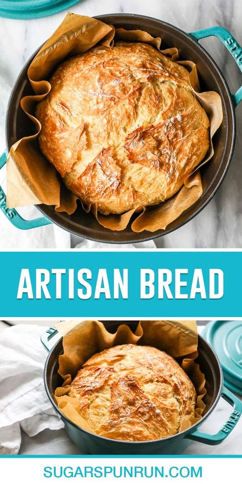 Artisan Bread - Sugar Spun Run Dutch Oven Bread, Knead Bread Recipe, Artisan Bread Recipes, Dutch Oven Recipes, No Knead Bread, Vegan Bread, Bread Box, No Knead, Easy Bread