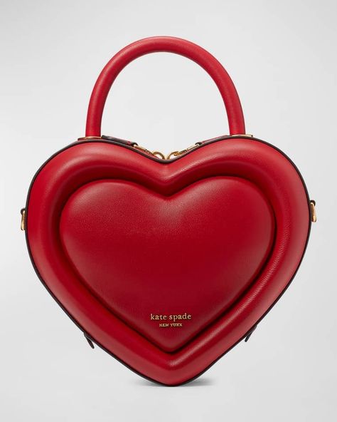 V654Q kate spade new york heart leather crossbody bag Kate Spade Heart, Heart Purse, Heart Shaped Bag, Leather Roll, 3d Heart, Perfect Handbag, Heart Bag, Kate Spade Bag, Leather Satchel