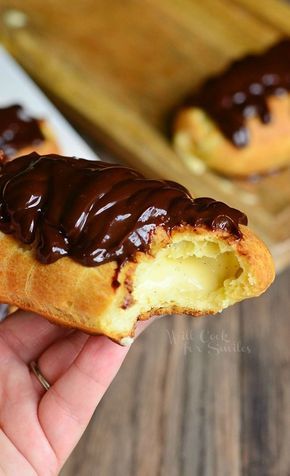 Homemade Boston Cream Eclair - Will Cook For Smiles Homemade Eclairs, Eclair Cream, Eclair Recipe, Profiterole, Cream Puff Recipe, Coconut Dessert, Boston Cream Pie, Homemade Dessert, Eat Something