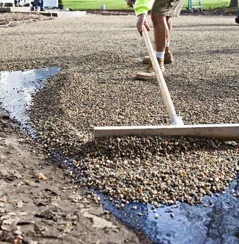 How to Create a Low-Maintenance, All-Gravel Driveway - This Old House Pebble Driveway Ideas, Gravel Driveway Edging, Gravel Driveway Landscaping, Pebble Driveway, Driveway Ideas Cheap, Gravel Drive, Permeable Driveway, Driveway Edging, Driveway Entrance Landscaping