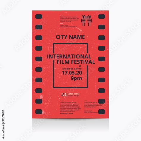 Stock Image: Cinema festival poster template. Vector illustration. Film Festival Poster, Festival Poster, Cinema Movies, Festival Posters, New Poster, International Film Festival, Poster Template, Graphic Design Illustration, Film Festival