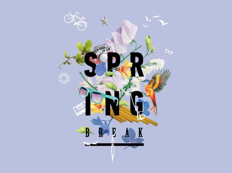 Fun Graphic Design T-shirt For Spring, Spring Break Art, Spring Breakers Poster, Graphic Print T-shirt For Spring Weekend, Spring Break Graphic Design, Spring Awakening Poster, Free Poster Printables, Business Illustration, Printable Poster