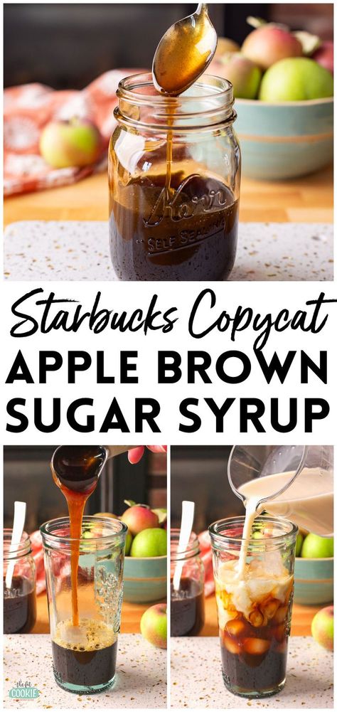 Apple Spice Simple Syrup, Apple Brown Sugar Syrup, Apple Syrup Recipe, Drinks For Fall, Homemade Coffee Syrup, Apple Brown Sugar, Homemade Coffee Creamer, Syrup Recipes, Apple Drinks