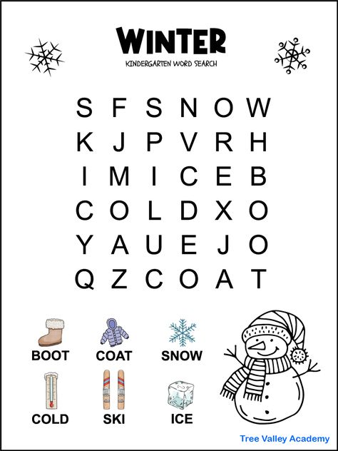 Word Search For Kindergarten, Kindergarten Word Search, Kids Crossword Puzzles, Winter Word Search, Spring Word Search, Word Puzzles For Kids, Easy Word Search, Kids Word Search, Word Games For Kids