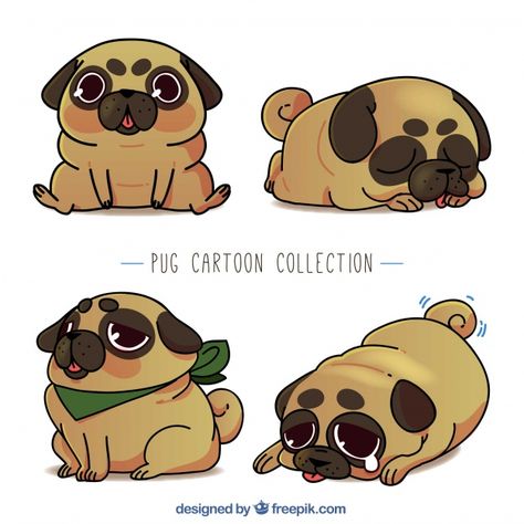 Pug Kawaii, Create Cartoon Character, Pug Cartoon, Pug Illustration, Dog Design Art, Pet Pug, Cute Dog Cartoon, Cute Dog Drawing, Cute Potato