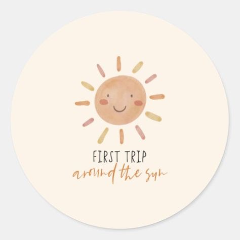 $6.85 | First Trip Around The Sun 1st First Birthday Favor #1st, one, birthday, first, trip, around, sun, yellow, sticker, label Birthday Starbucks, Cookie Label, Birthday Scripture, Spanish Invitations, First Birthday Favors, Icing Ideas, Birthday Rewards, First Trip Around The Sun, Baby Stickers