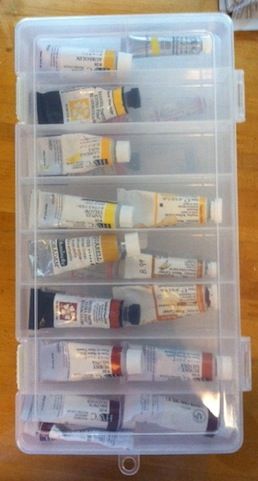 I have been looking for a more convenient way to store 15 ml/.5 oz. watercolor tube paint.  I have tried one system after another and found all of them lacking for one reason or another.   My... Watercolor Storage Ideas, Watercolor Paint Storage Ideas, Watercolor Supplies Organization, Organizing Watercolor Supplies, Watercolor Organization Ideas, Watercolor Paint Storage, Tube Paint Storage Ideas, Watercolor Tube Storage, Watercolor Supplies Storage