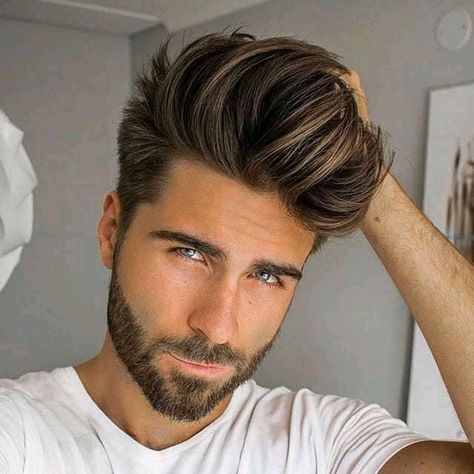 Trending Hairstyles For Men, Stylish Mens Haircuts, Modern Pompadour, Mens Top, Bangs With Medium Hair, Hairstyles Men, Men's Hairstyles, Corte De Cabelo Masculino, Edgy Hair