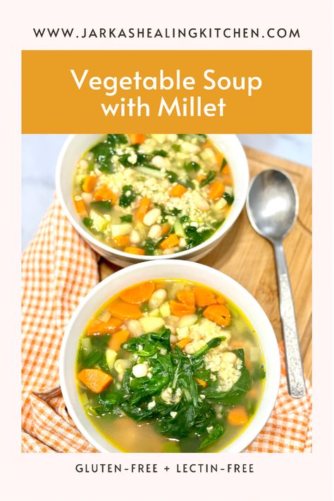 Vegetable Soup with Millet Millet Soup Recipes, Millet Soup, Lectin Free, Comforting Soup, Soup Broth, Root Veggies, Cauliflower Curry, How To Cook Beans, Tasty Pancakes