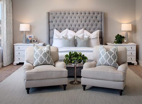 Grey tufted headboard